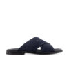 NAVY LUX SUEDE CROSS SLIDE