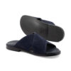 NAVY LUX SUEDE CROSS SLIDE