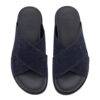 NAVY LUX SUEDE CROSS SLIDE