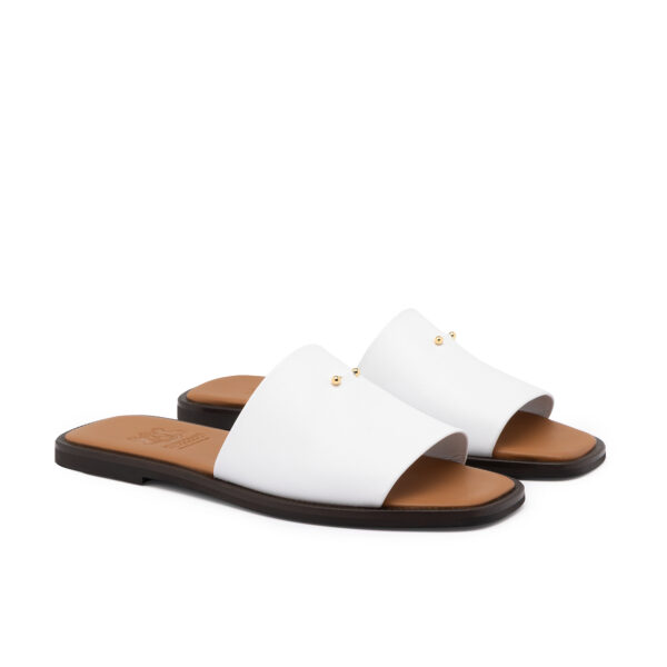 WHITE CALF LEATHER SLIDE