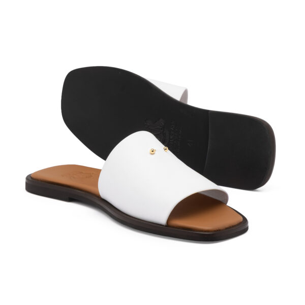WHITE CALF LEATHER SLIDE