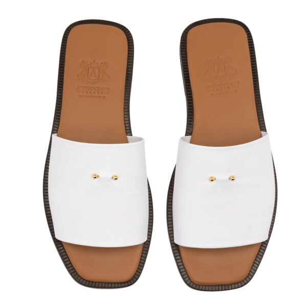 WHITE CALF LEATHER SLIDE