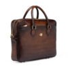 PICASSO LEATHER BUSINESS BAG Picasso Leather Business Bag in hand-burnished brown full-grain leather with gold-tone hardware