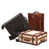 HERITAGE LEATHER TROLLEY Heritage Leather Trolley in hand-finished brown full-grain leather with spinner wheels