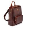 Executive Leather Backpack in hand-finished brown full-grain leather with front zip pocket