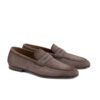 LUXE TEXTURED LEATHER LOAFERS Dark grey textured leather penny loafers with a classic strap and leather sole by Aristocrats Luxury.