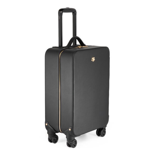 The GS (Globe Surfer) | ARISTOCRATS LUXURY ARISTOCRATS The GS Globe Surfer black luxury travel case with gold-tone hardware and spinner wheels.